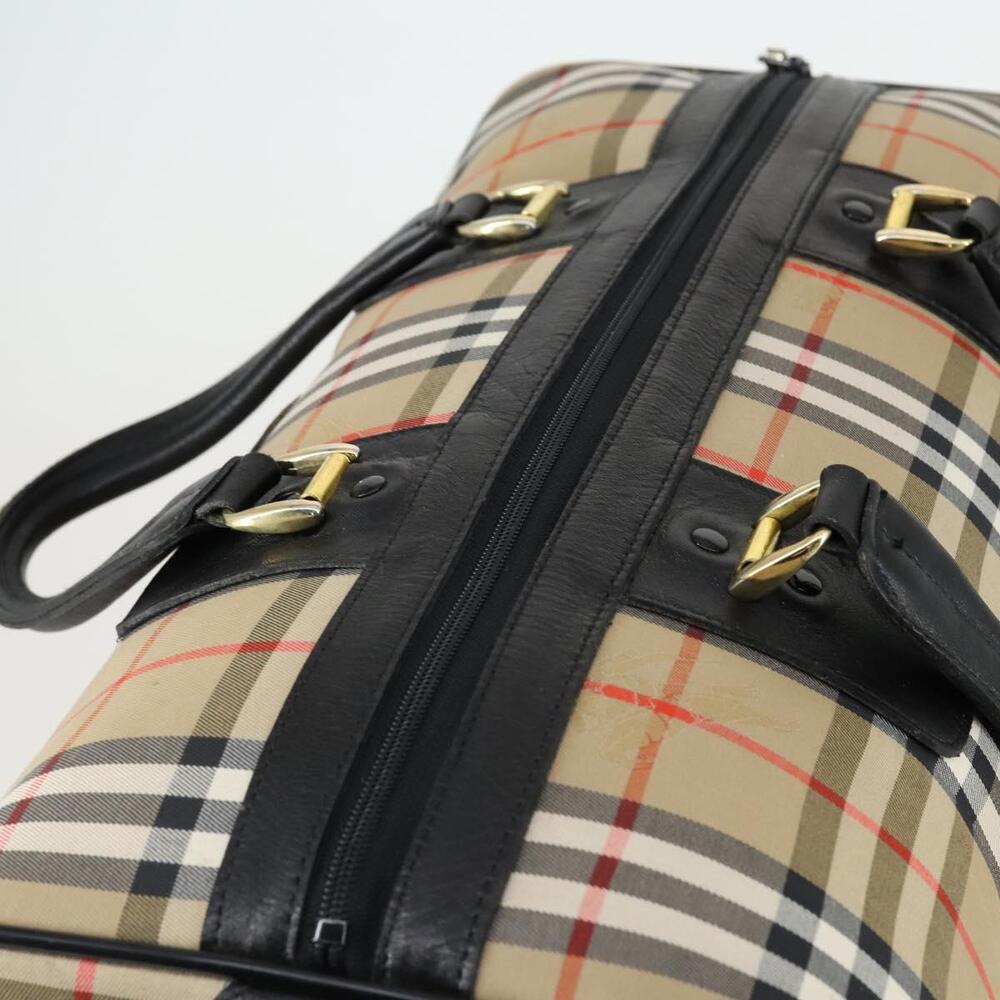 Burberrys Nova Check Boston Bag Canvas Beige Gold Auth 155390 - Picture 6 of 16